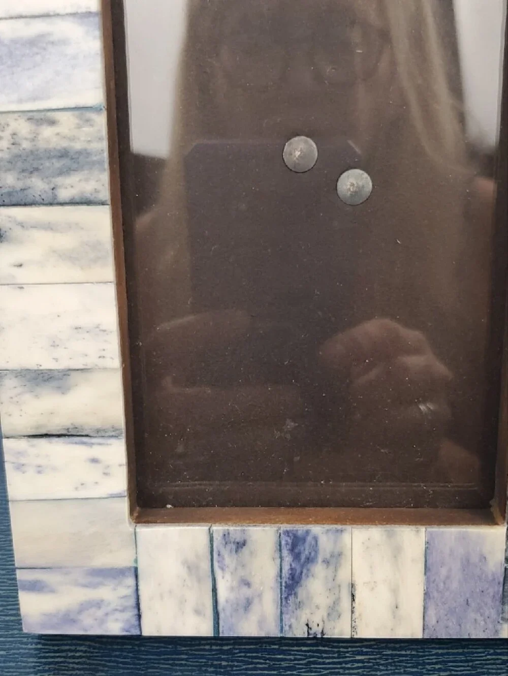 Marble Tile Photo Frame in Denim Blue and White-Wash For 4X6